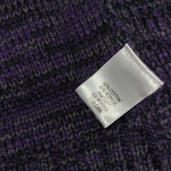 SONOMA sweater turtleneck button side marled purple, black, gray MEDIUM - Picture 5 of 13